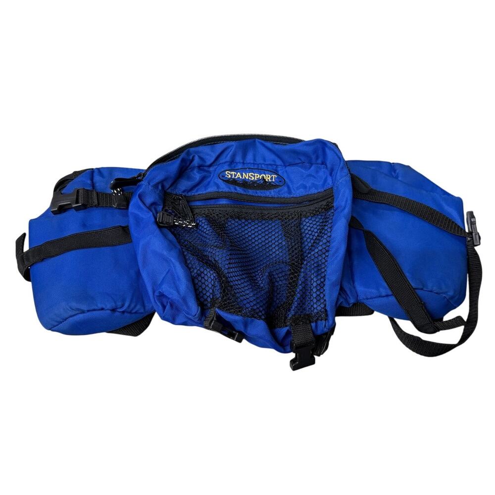 Stansport Two Bottle Carrier Waist Pack Blue Hiking Camping Fanny Pack Nylon